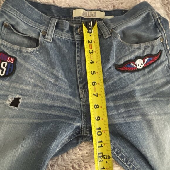 Agile USA Patch Work Distressed & Whiskered Skull, Flag, USA Men Jeans 30x34 - Picture 14 of 16